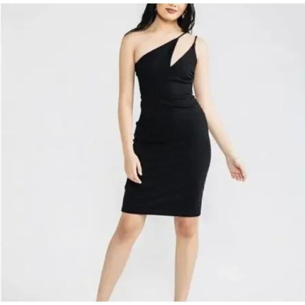Chloe Kristyn NEW Black Nicole One Shoulder Ponte Knit Dress Midi Women's XL USA